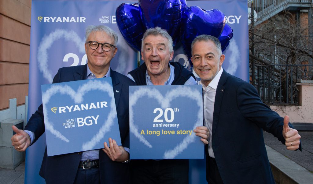 Ryanair, e Aeroporto di Bergamo un unione che compie 20 anni