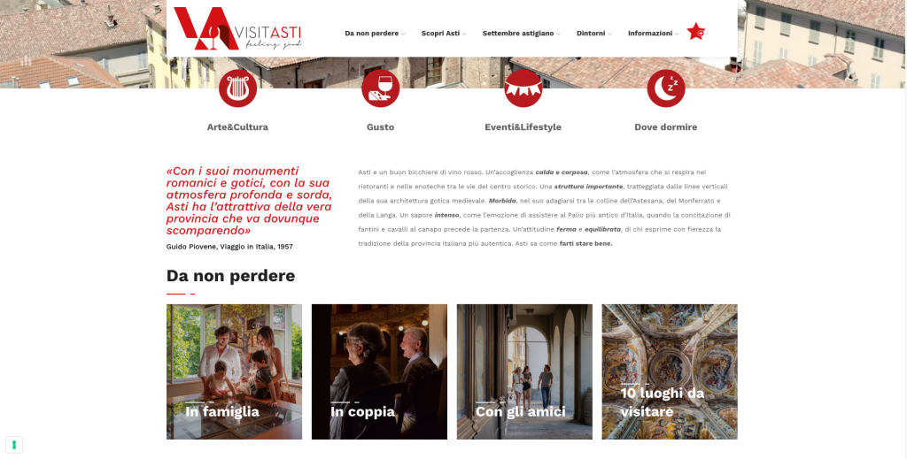 Tra cultura, enogastronomia, eventi e itinerari il nuovo sito web di Asti