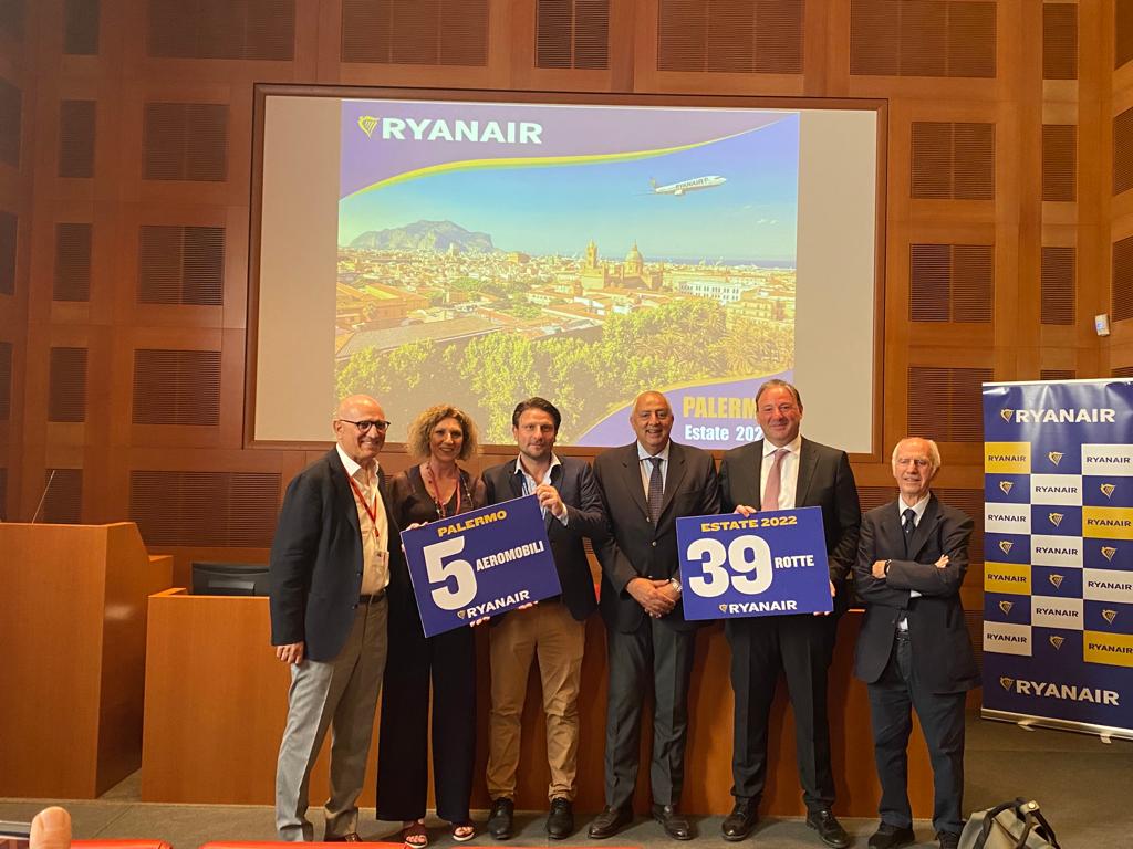 Ryanair 5 aerei basati a Palermo e nuove rotte per l’estate 2022