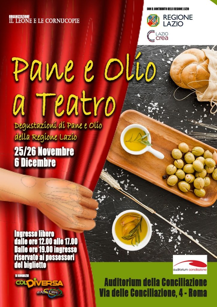 Pane e Olio… a Teatro, degustazioni gastronomiche per valorizzare e far conoscere i prodotti tipici del Lazio