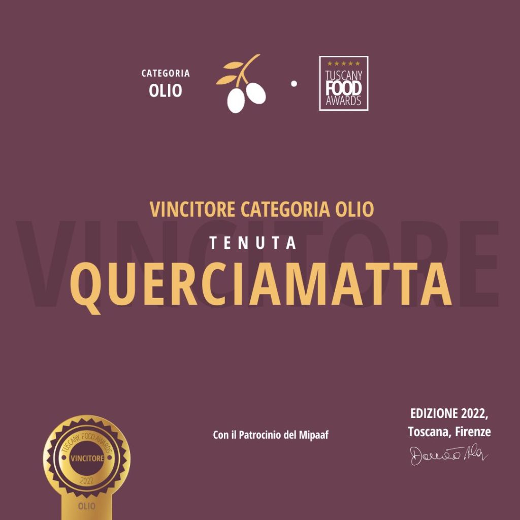 A Querciamatta il premio Tuscany Food Awards per la categoria “OLIO”