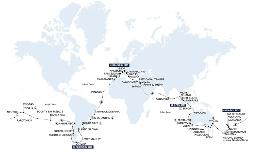 Aperte le prenotazioni per la MSC World Cruise 2025, un unico viaggio 50 destinazioni, 20 Paesi, un sogno