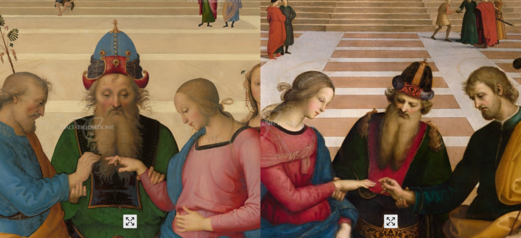 Haltadefinizione mette a confronto le immagini dello Sposalizio della Vergine del Perugino e Raffaello