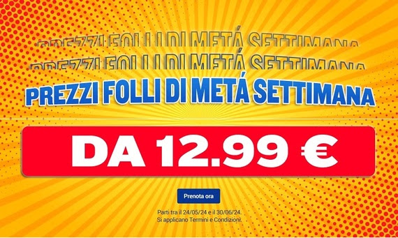 Raynair lancia la nuova promozione flash di metà settimana da €12.99