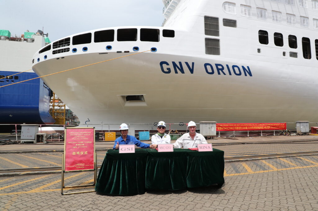 “GNV Orion” effettuato il varo tecnico presso il cantiere cinese Guangzhou Shipyard International