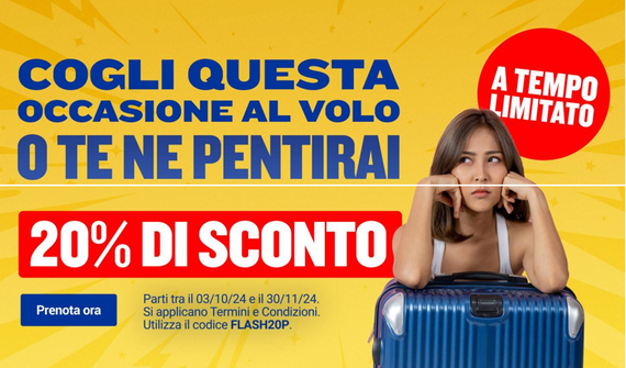 Ryanair lancia una promozione flash – 20% valida per  24 ore